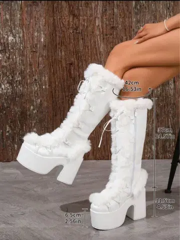 SHEIN 화이트 통굽 숏부츠 25cm