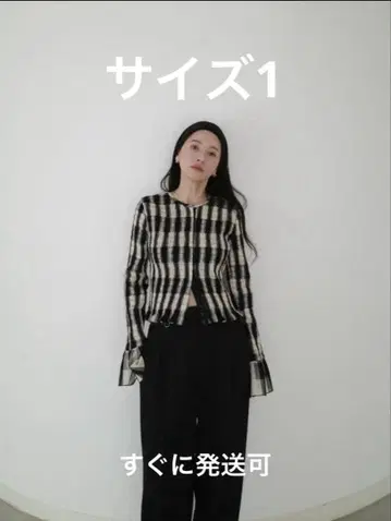CLANE 클라네 SHIRRING DESIGN BLOUSE 체크 무늬