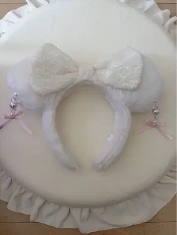 디즈니 미니 겨울 화이트 리본 머리띠