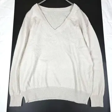 [ 캐시미어100% ] 투모로우랜드 V넥 긴팔 니트 스웨터 리브 베이지