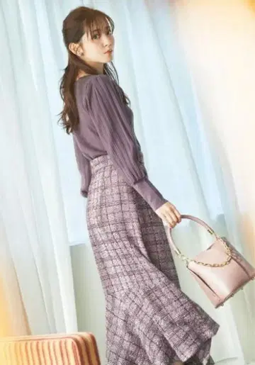 미사용 새상품 프로포션 스즈키 아이리 착용 체크 트위드 머메이드 스커트