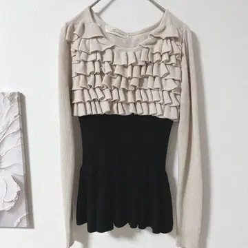 스나이델 프릴 긴팔 상의 절개 니트 허리 쉐이프 프리