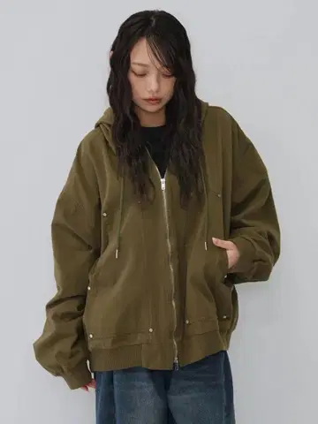 Enewdnina 오버 포켓 집업 후디