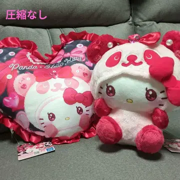 팬더 헬로키티 키라모코 리본 BIG 봉제 인형 쿠션