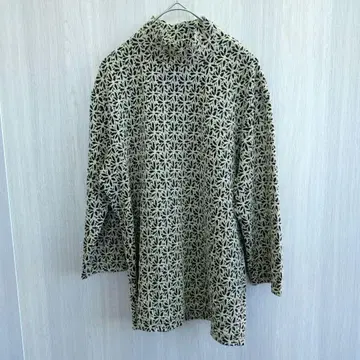 여성용 상의 튜닉 티셔츠 하이넥 올 패턴 블랙 화이트 XL