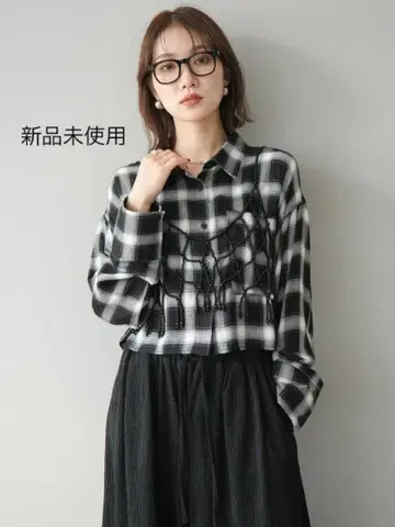 가격 인하했습니다 Lumier 같은 형태 옴브레 체크 숏 셔츠