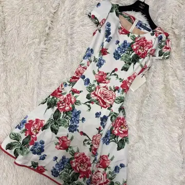 새상품 M'S GRACY 플라워 프린트 원피스 빅 사이즈 42 반팔
