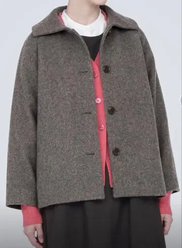 무인 재생 울 혼방 숏코트 모카 브라운 택 포함 L