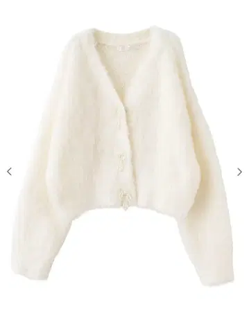 [ 미사용 새상품 ] lillian carat 펄 리본 샤기 니트 가디건