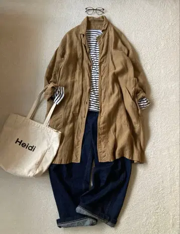 베리떼꾸르 린넨 100% 멋진 린넨 코트 카멜