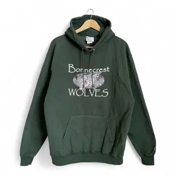 챔피온 L 풀오버 늑대 후드티 그린 남성용 속기모 구제 의류 수입