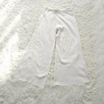 ZARA 자라 리브 와이드 이지 팬츠 S 화이트 허리밴딩