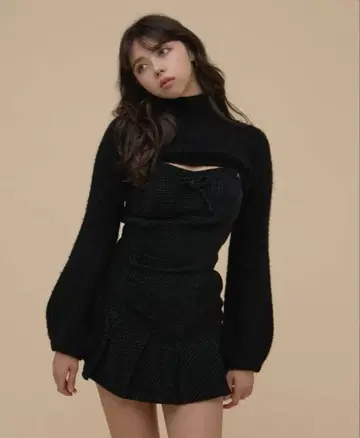 andmary Twiggy 트위드 미니 드레스 블랙