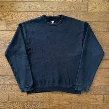 Hanes 맨투맨 블랙 무지 S 페이드