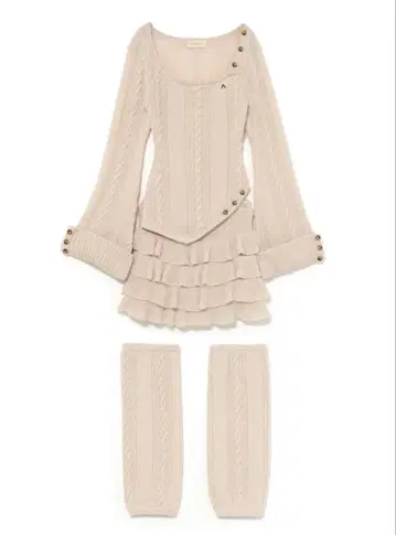 andmary Leia frill set up beige