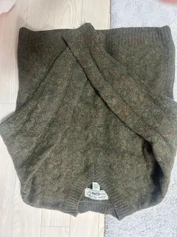 케이블 니트 스웨터 M 올리브 그린