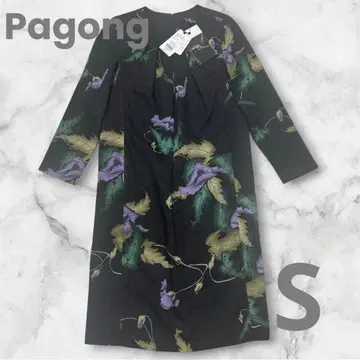 Pagong 파곤 택 포함 새상품 일본풍 패턴 원피스 S 블랙 x 꽃무늬