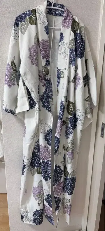 수국 패턴 유카타 오비 세트