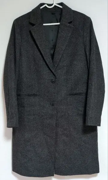 유니클로 체스터 코트 울 캐시미어 체크 그레이