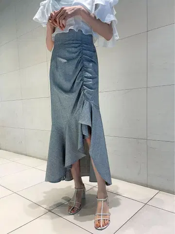 SNIDEL 셔링 슬릿 머메이드 스커트