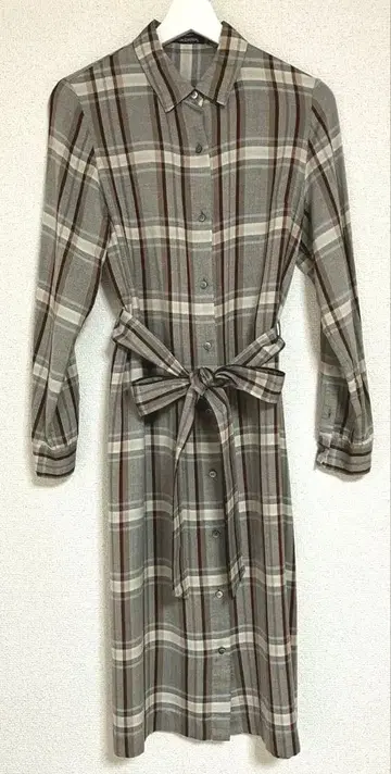 New Yoaker 체크 무늬 긴팔 셔츠 원피스