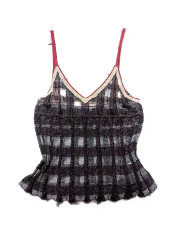 babaco 체크 무늬 프릴 밑단 뷔스티에