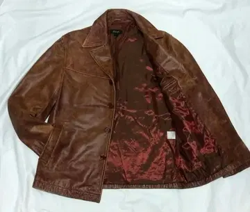 듀얼 소가죽 카멜 크랙 가공 가죽 자켓 안감 광택 빈티지