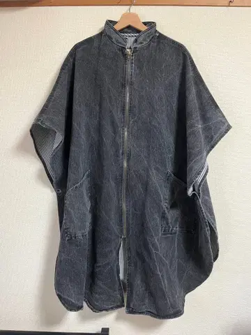 1980-90s black denim poncho