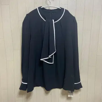 [ 하자품 ] 세존드파피용 목 2way 보타이 배색 블라우스