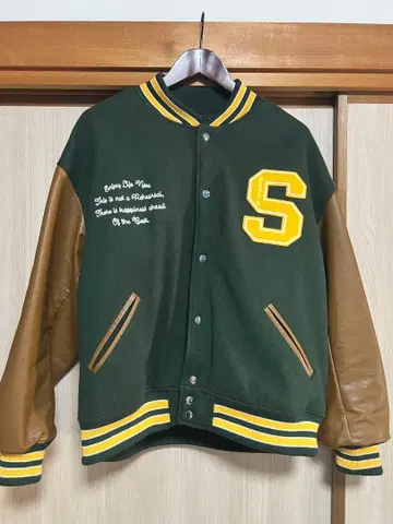 CPCM 바시티 자켓 L 사이즈 그린/브라운