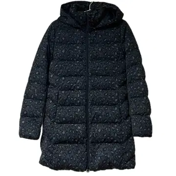 새상품급 UNIQLO 스트레치 다운 롱 코트 레오파드 무늬