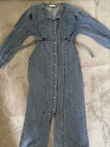 사이드 벨트 데님 원피스 마우지