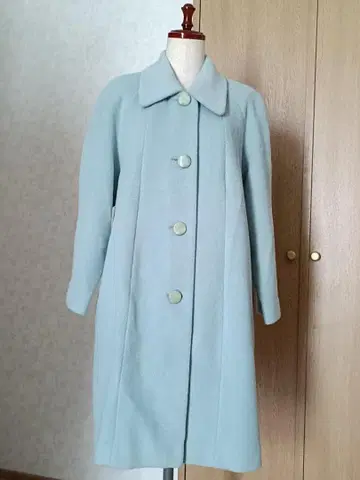 스카이블루 울 롱 코트