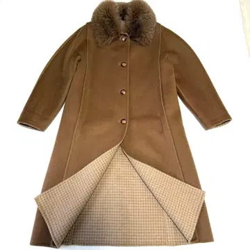 헬레노 코트 롱 코트 빈티지 퍼 캐시미어 혼방 울