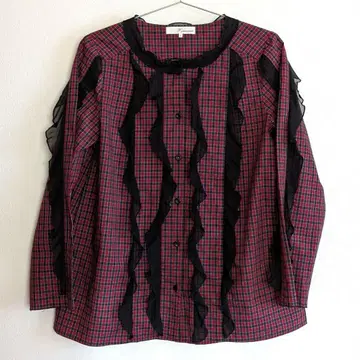 T 야마이 파리스 체크 블라우스 셔츠 리버티 프릴