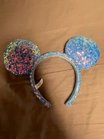 미키 스팽글 파랑 머리띠