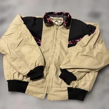 80S WESTERN FRONTIER USA제 패턴 블루종 XL