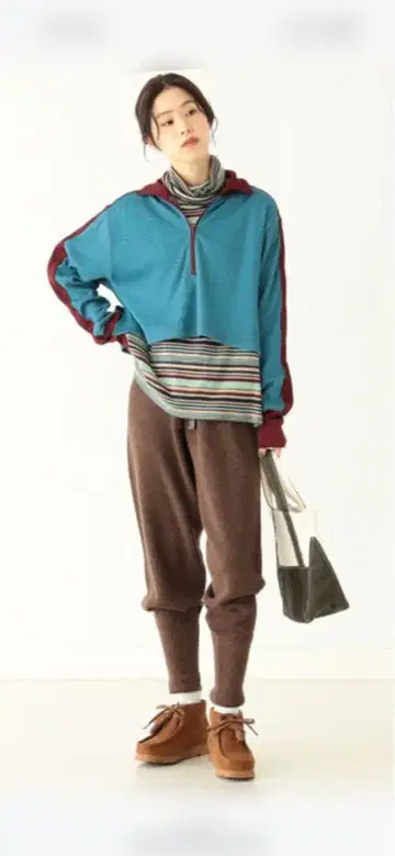 BEAMSBOY 라인 디테일 하프 지퍼 풀오버