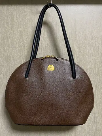 레어 MORABITO 모라비토 숄더백 가죽 골드 금장 장식 브라운 블랙