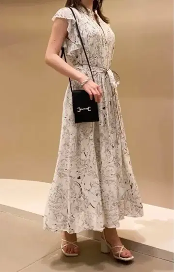 마블 플라워 무늬 원피스