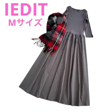 IEDIT 도킹 원피스 샤리감 니트 발수 스커트 그레이 M 사이즈