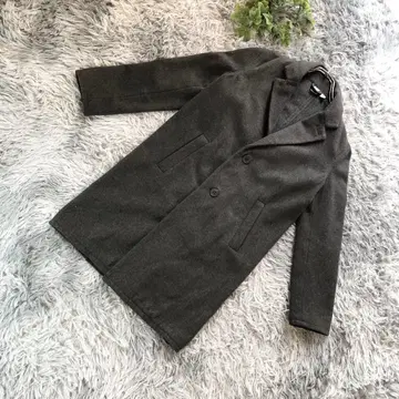 GAP [150] 겨울 활약 체스터 코트 울 혼방 다크 그레이 앞 포켓