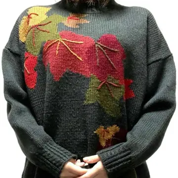 Tulchan 리프 니트 스웨터 모스그린 그린 구제 의류