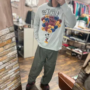 미키마우스 맨투맨 그레이 3L 구제 의류 아메카지 디즈니