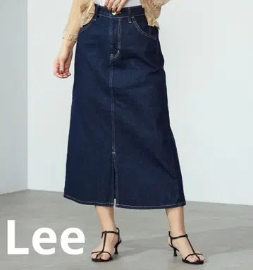 리 베베 스트레치 미들 기장 데님 스커트 인디고 블루 L