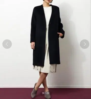 그린 레이블 릴랙싱 블랙 롱 코트 M