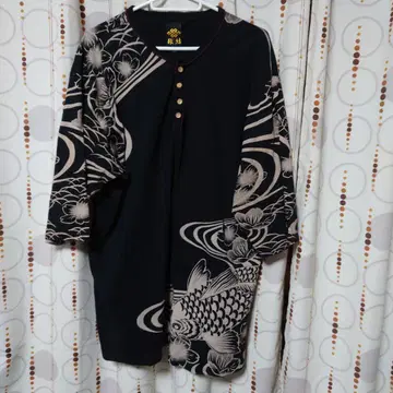 미야비유이 잉어 일본풍 패턴 7부 소매 T셔츠