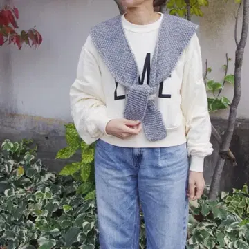 가디건 숄더풍 니트 숄 스톨 머플러 여성용 그레이 새상품 인기