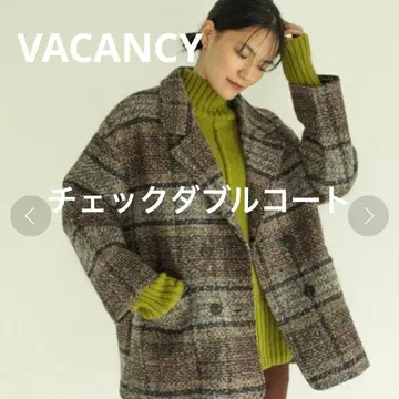 VACANCY 체크 더블 코트 울 테일러드 오버 사이즈