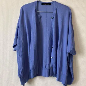 넉넉한 오버 사이즈 가을 미즈이로 인드 블루 반팔 가디건 고급